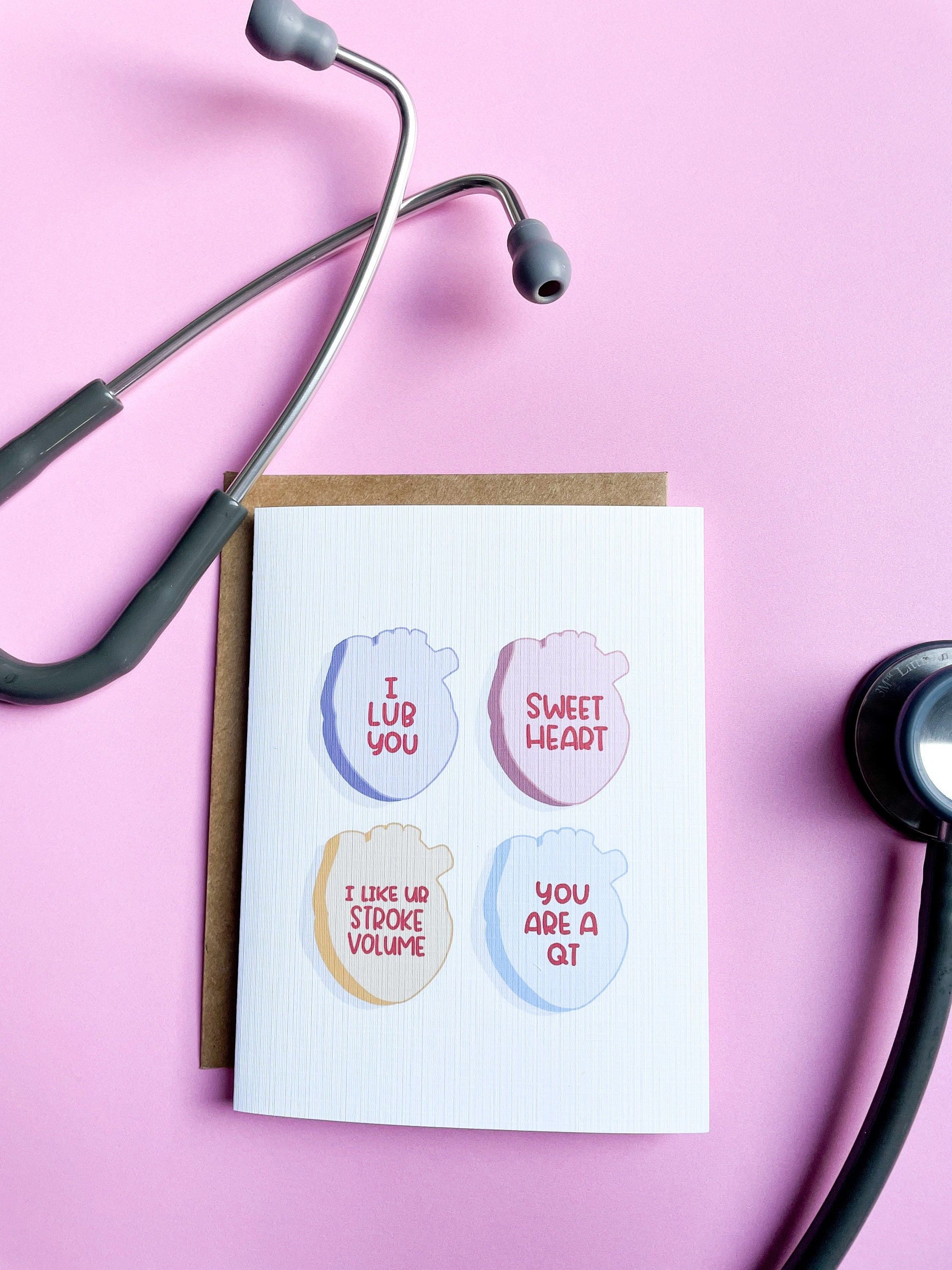 2250x3000 Candy Hearts Valentine's Day card, cardiologist, nurse, medical student funny card