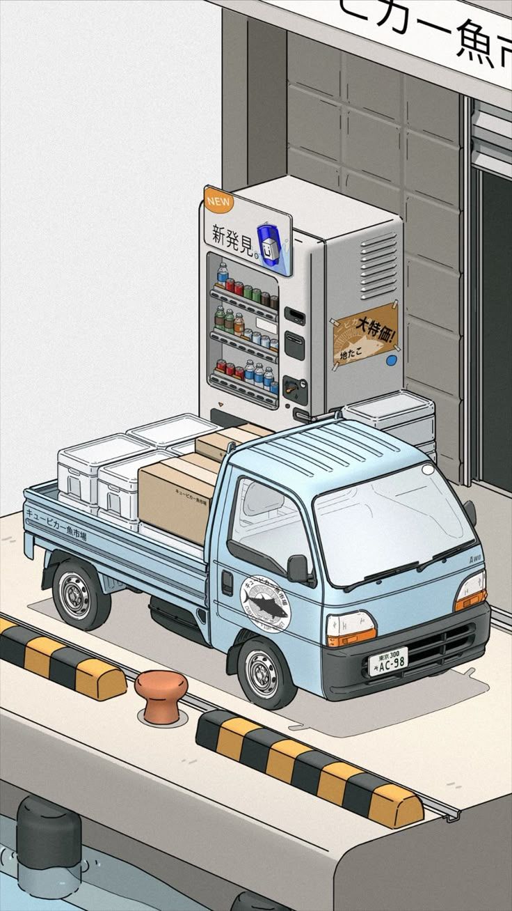 736x1308 Honda Acty & Local Japanese Fish Market