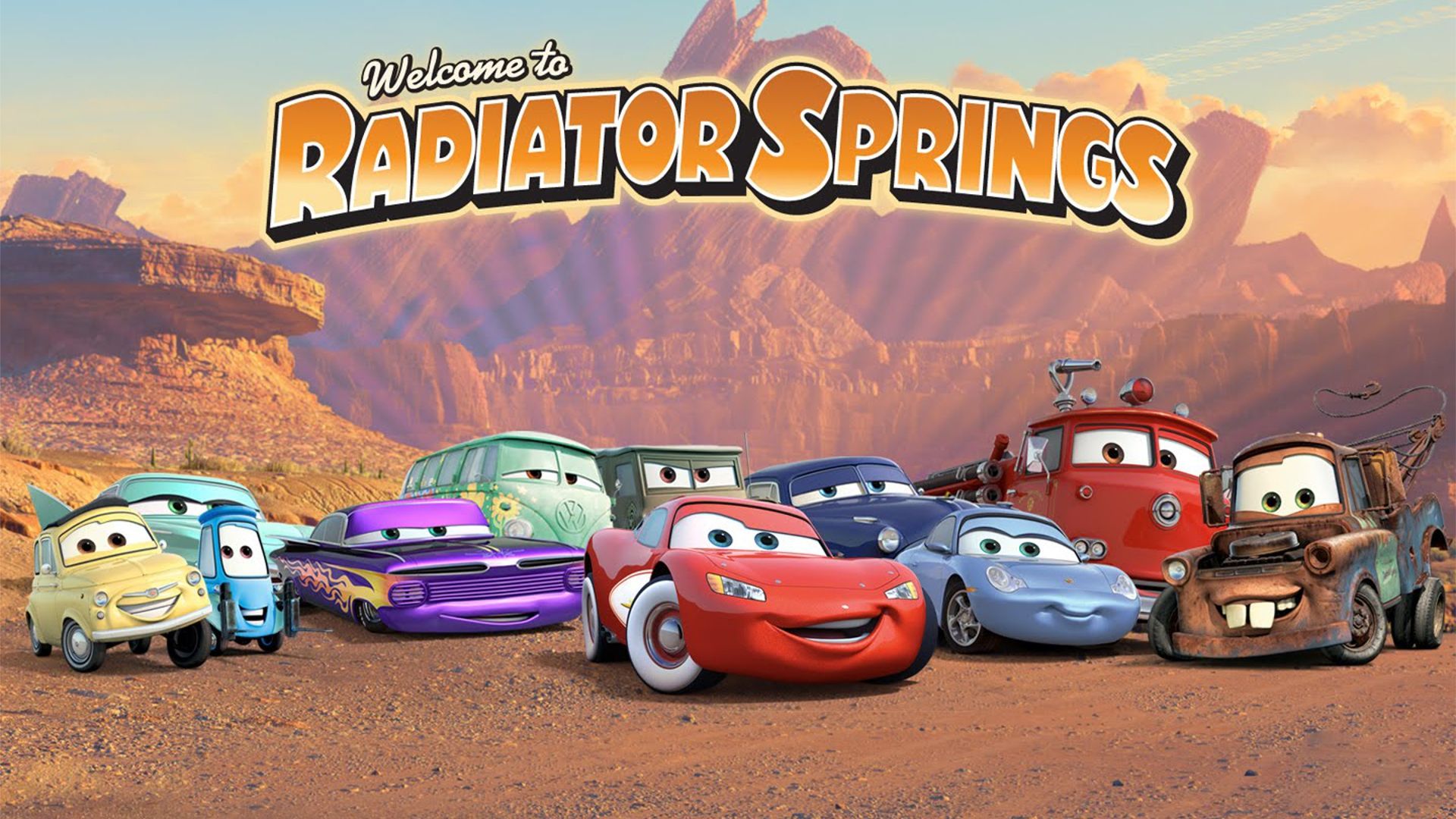 1920x1080 Radiator Springs Heroes: HD Cars Pixar Wallpaper Featuring Lightning & Friendsx1080