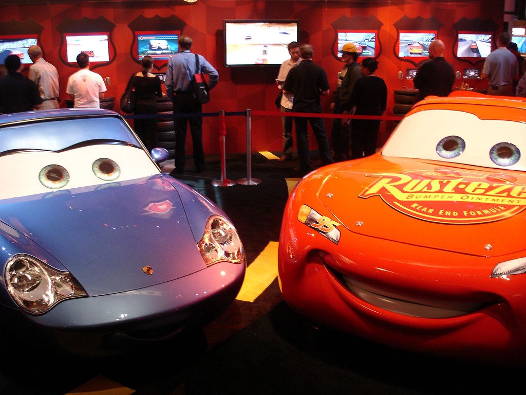 1024x768 E3 2006 Pixar's cars Carrera and Lightning McQueen