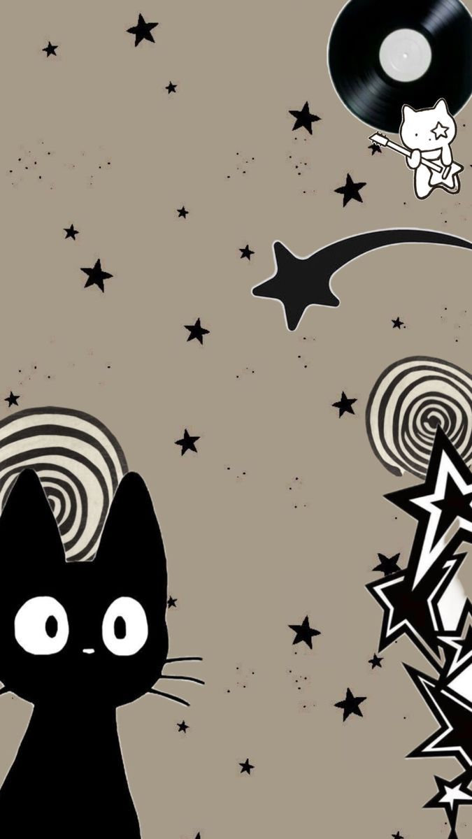 675x1200 Y2k Black Cat Wallpaper