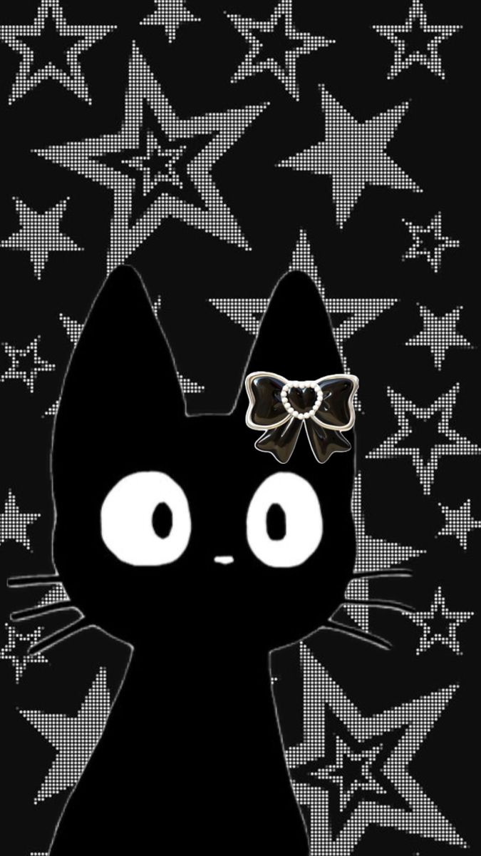 675x1200 Y2k Black Cat Wallpaper