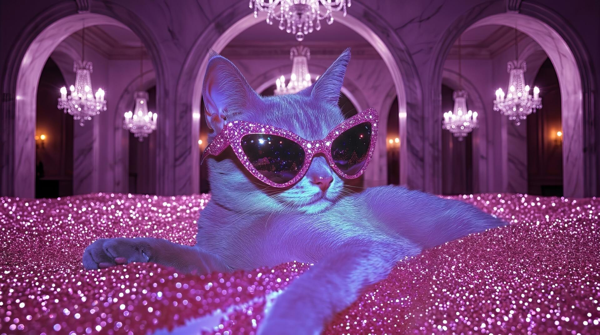 1920x1072 Purrfectly Y2K: Pink Glam Cat