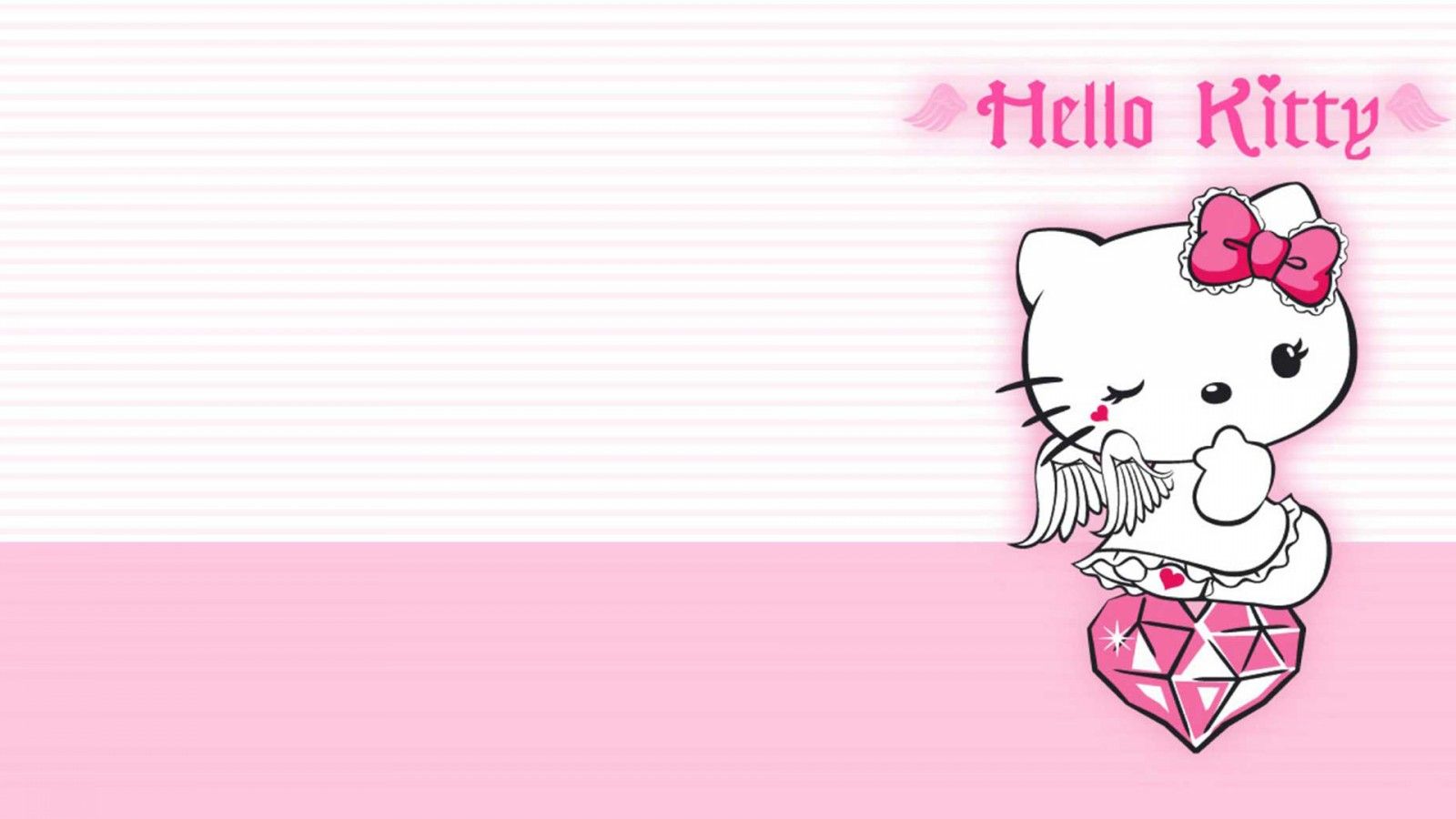 1600x900 White Hello Kitty With Diamond In White Background HD Hello Kitty Wallpaper