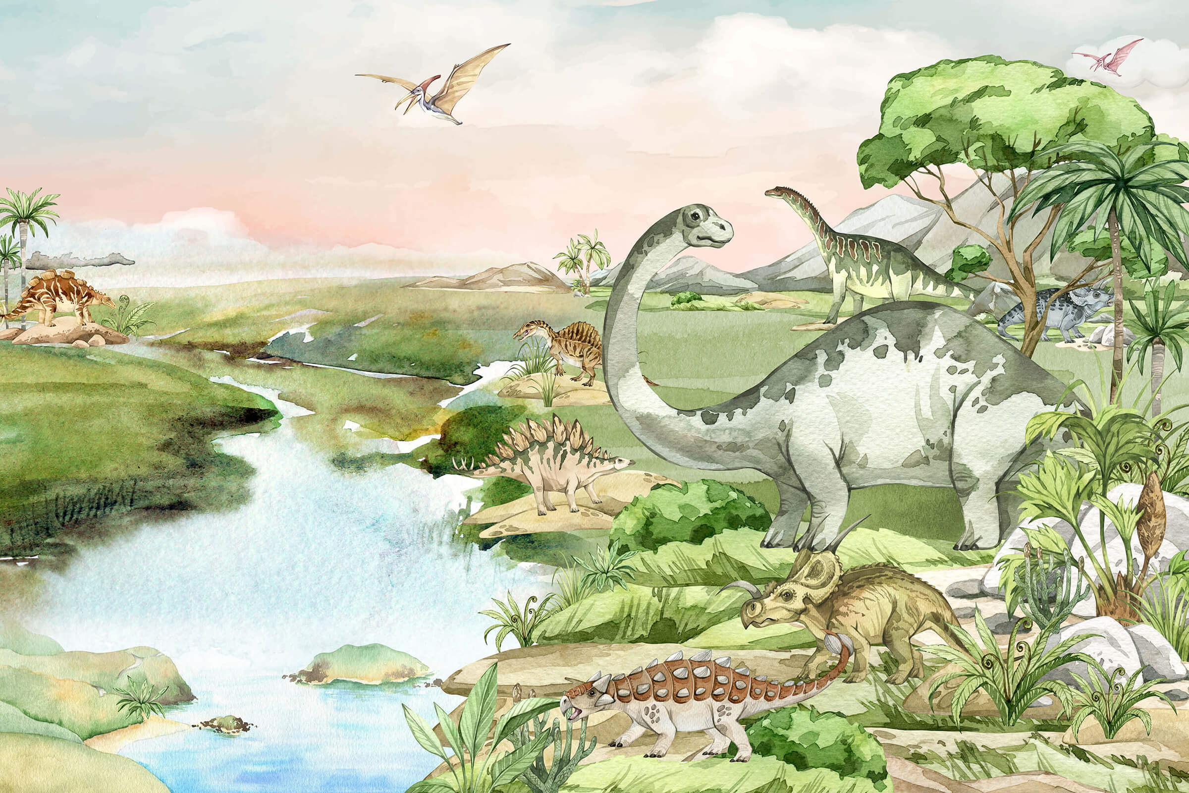 2400x1600 Dinosaur Removable Kids Wallpaper