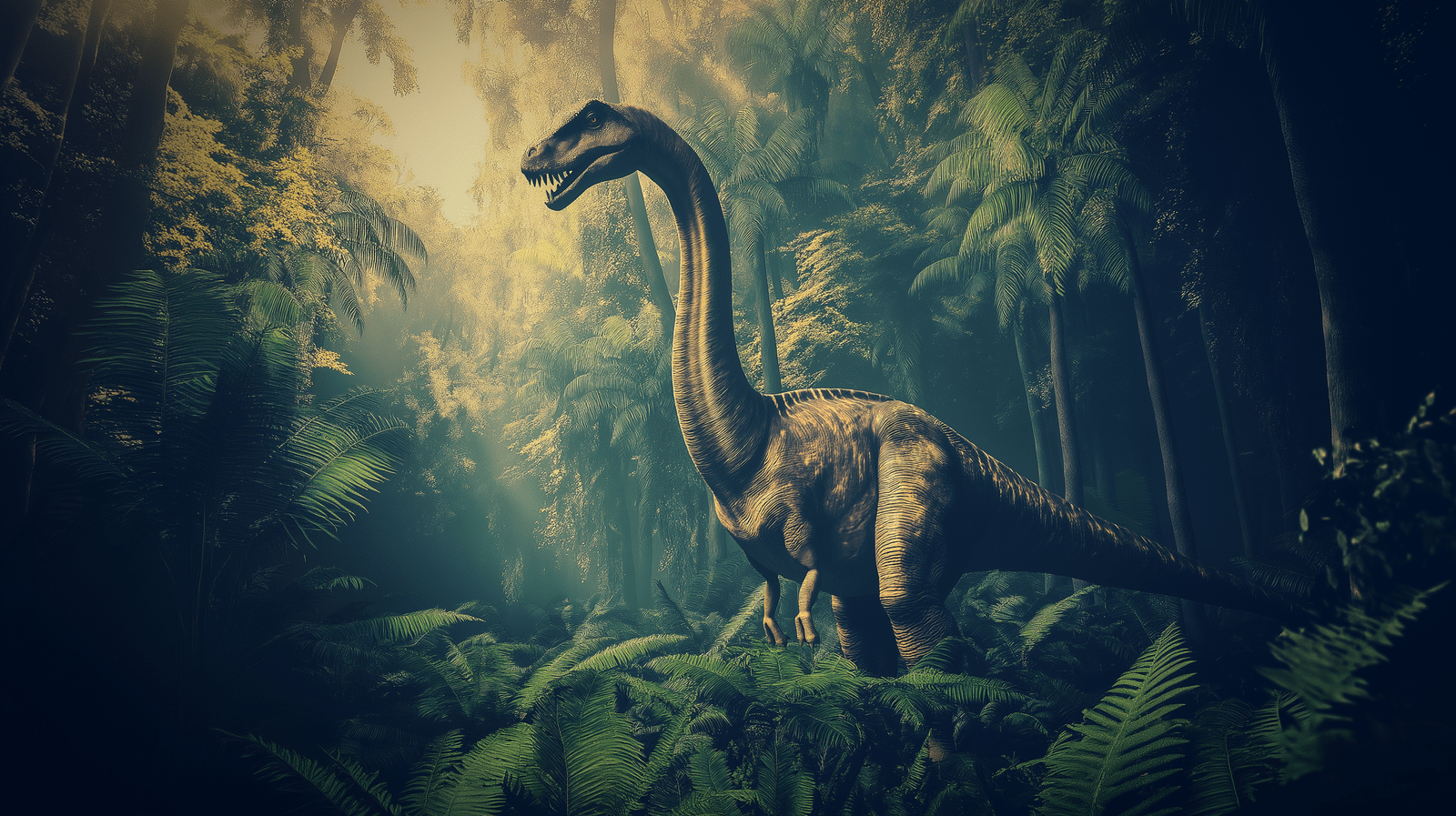 1600x897 Mural Wallpaper dinosaur. Immersive prehistoric decor