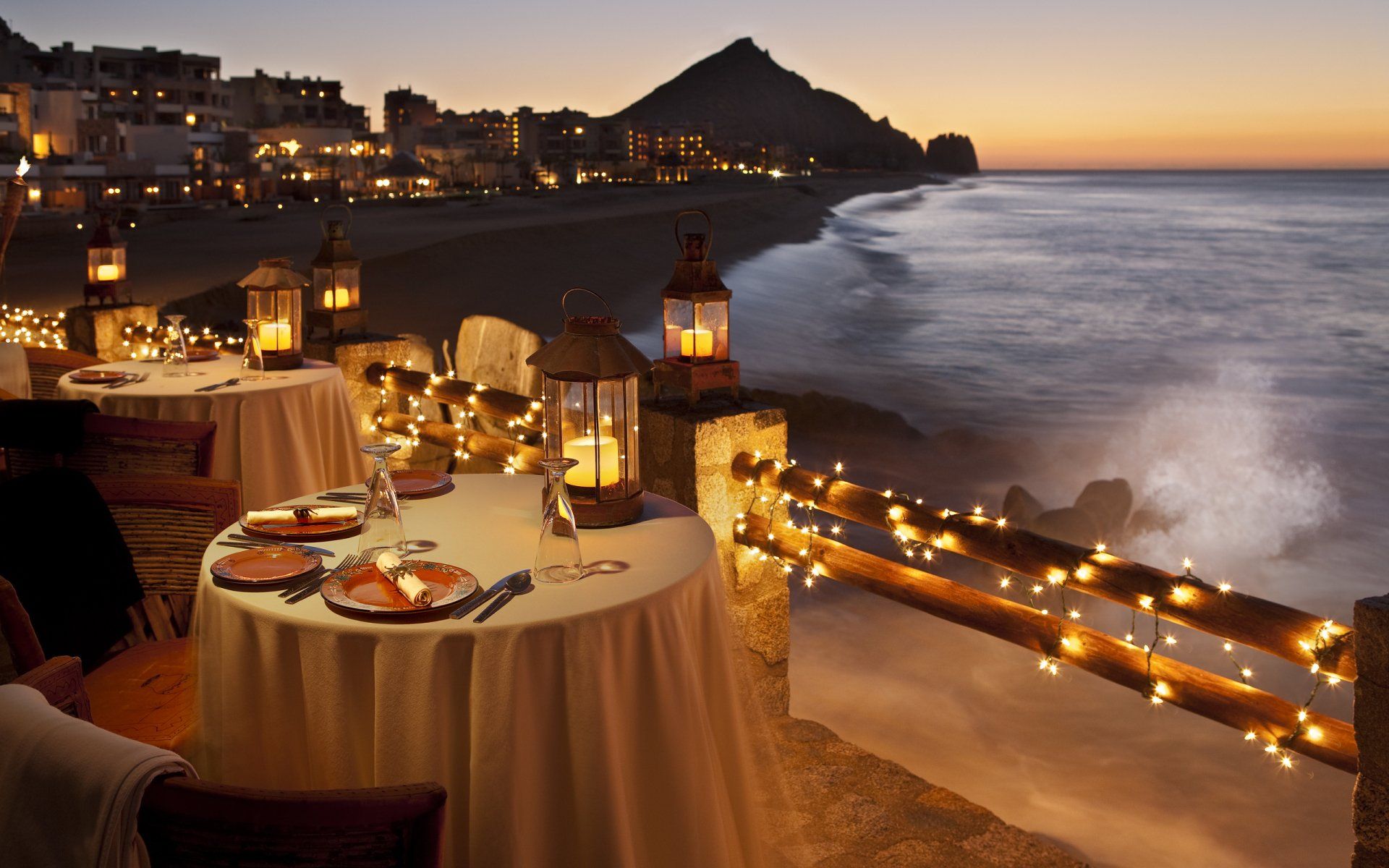 1920x1200 Scenic Coastal Dinner HD Wallpaper