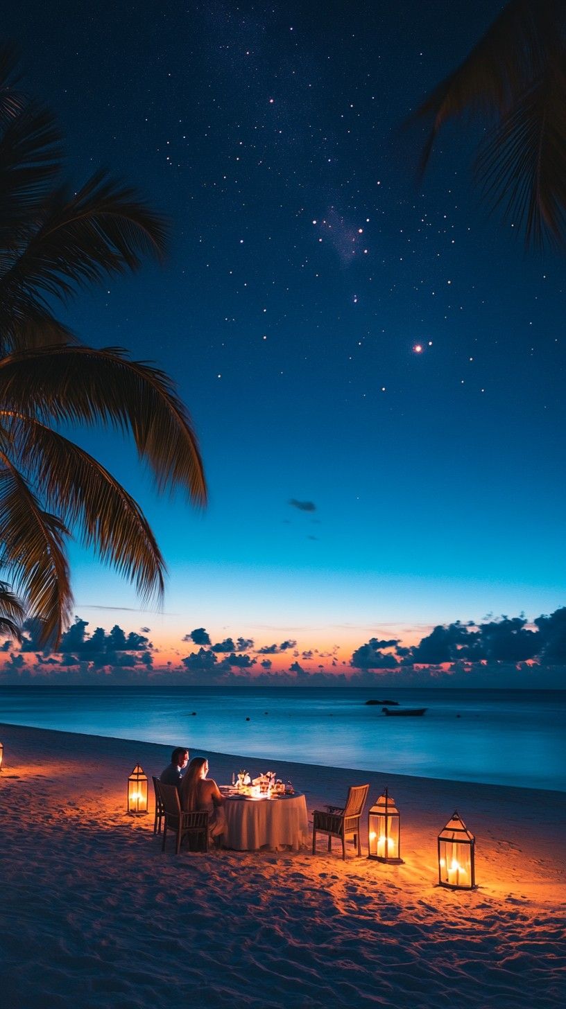 816x1456 Free Beachside Evening Dinner Image, Dinner, Stars
