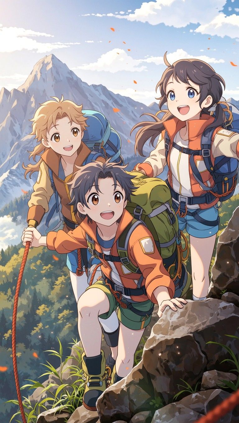 768x1360 Free Climbing Together Higher Image, Manga, Illustration