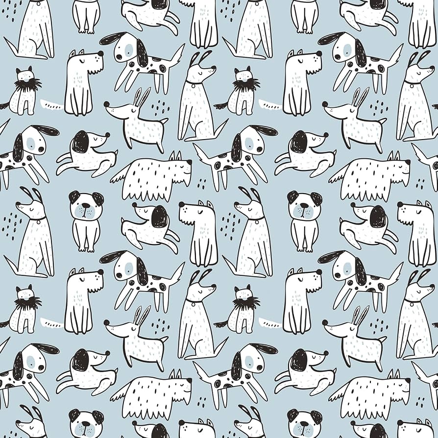 894x894 CRE8TIVE 24x118 Small Dog Wallpaper Cute Kids Peel and Stick Wallpaper Blue White Puppy Animal Wall Mural Self Adhesive Removable Wallpaper Decorative Blue Contact Paper for Boys Girls Nursery Room