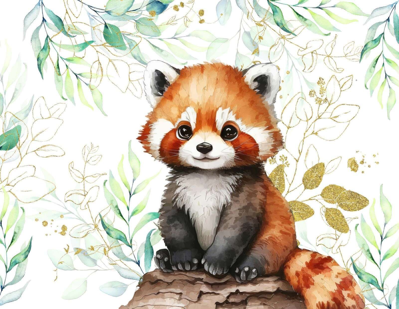 1600x1239 Wall Mural red panda and leaves