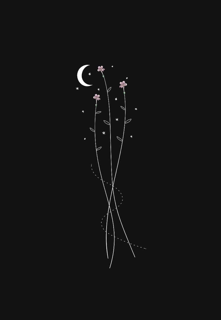 846x1225 Dark Cute Three Small Flowers Wallpaper