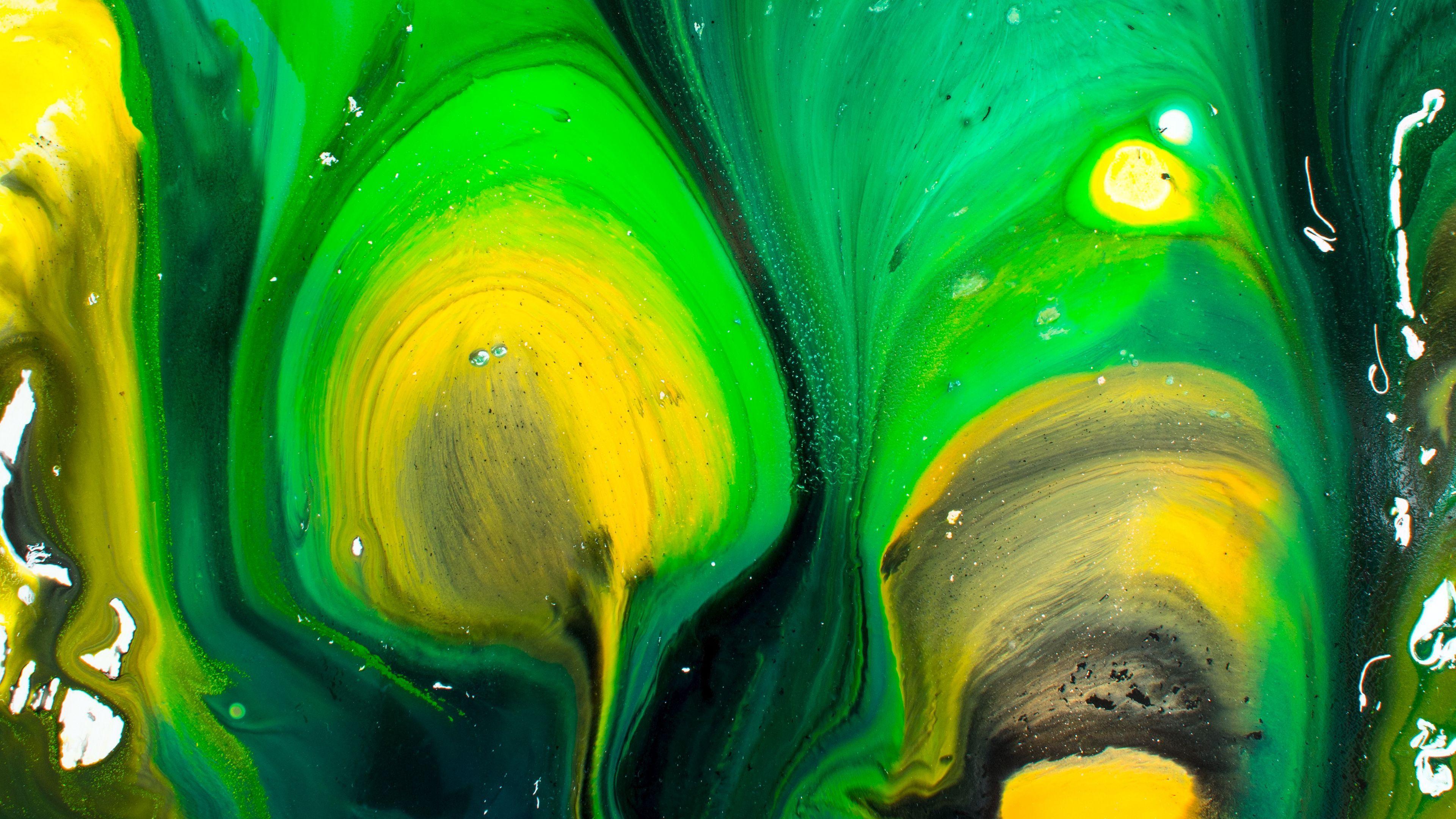 3840x2160 Download wallpaper 3840x2160 paint, drips, green, yellow 4k uhd 16:9 HD background