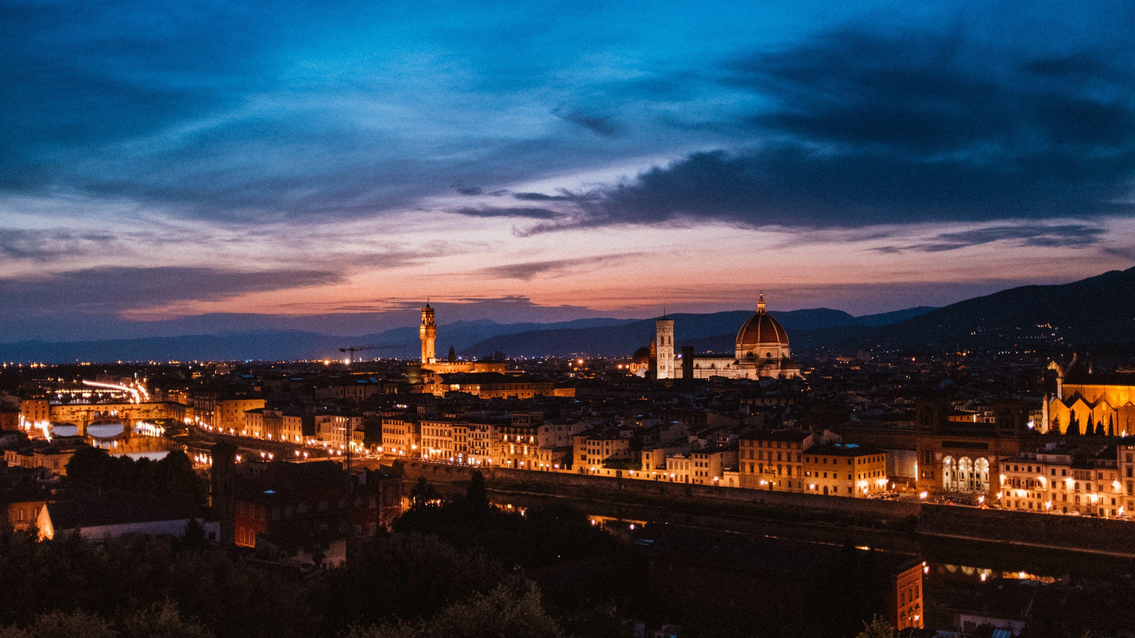 3840x2160 Download wallpaper 3840x2160 florence, italy, night city, top view