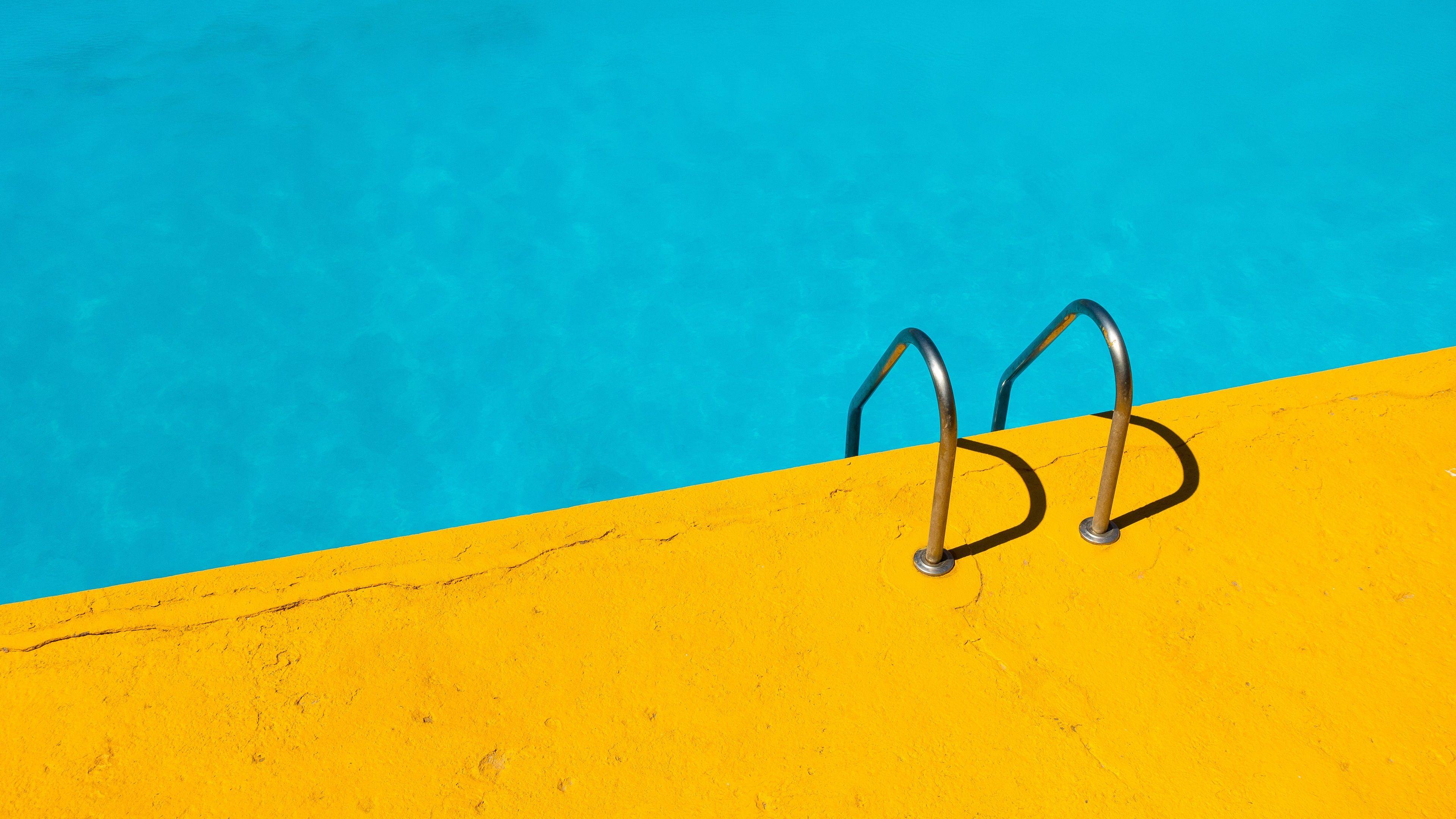 3840x2160 Wallpaper Handrail, swim pool, blue and yellow 3840x2160 UHD 4K Picture, Image