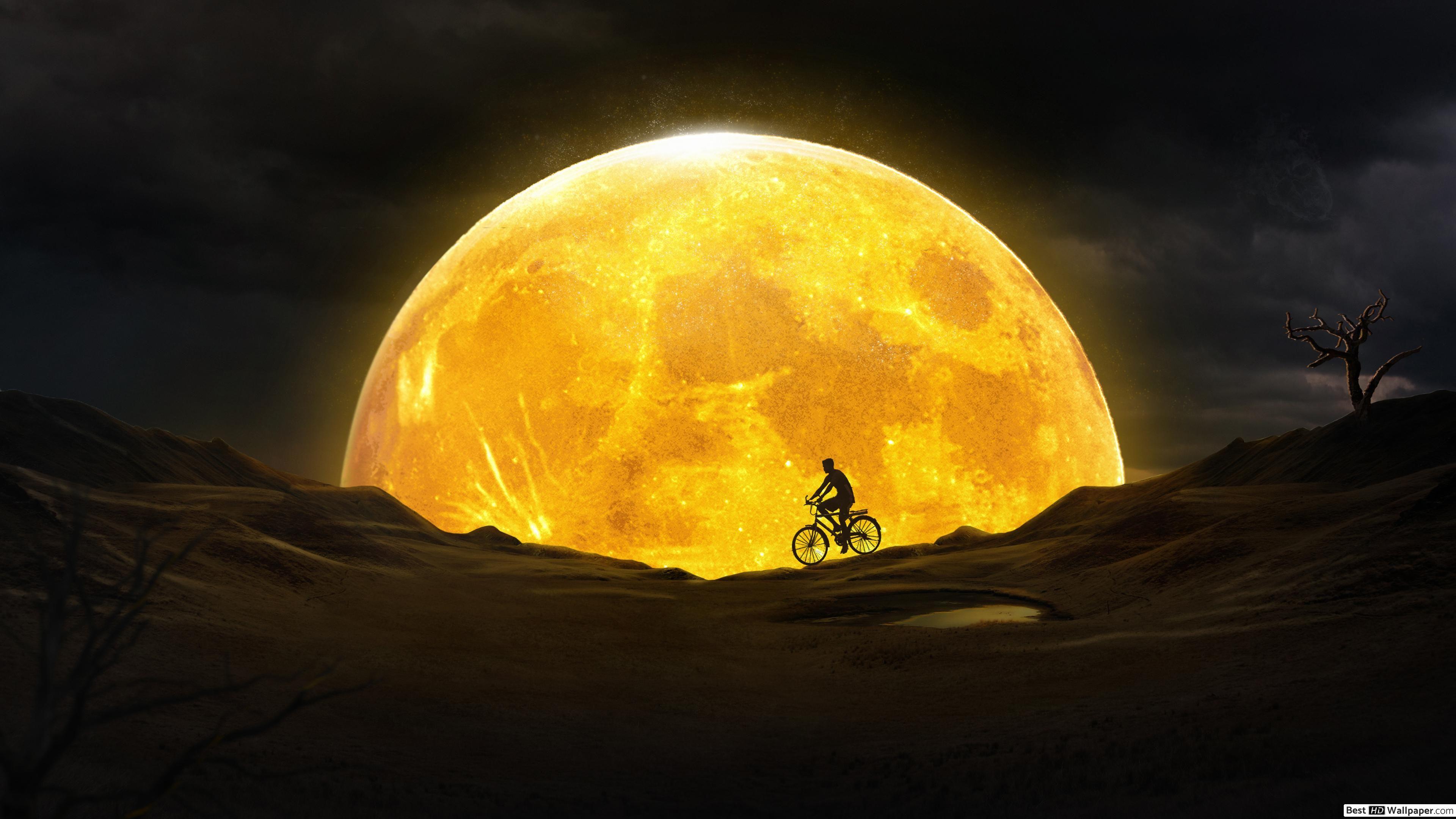 3840x2160 Yellow moon HD wallpaper download