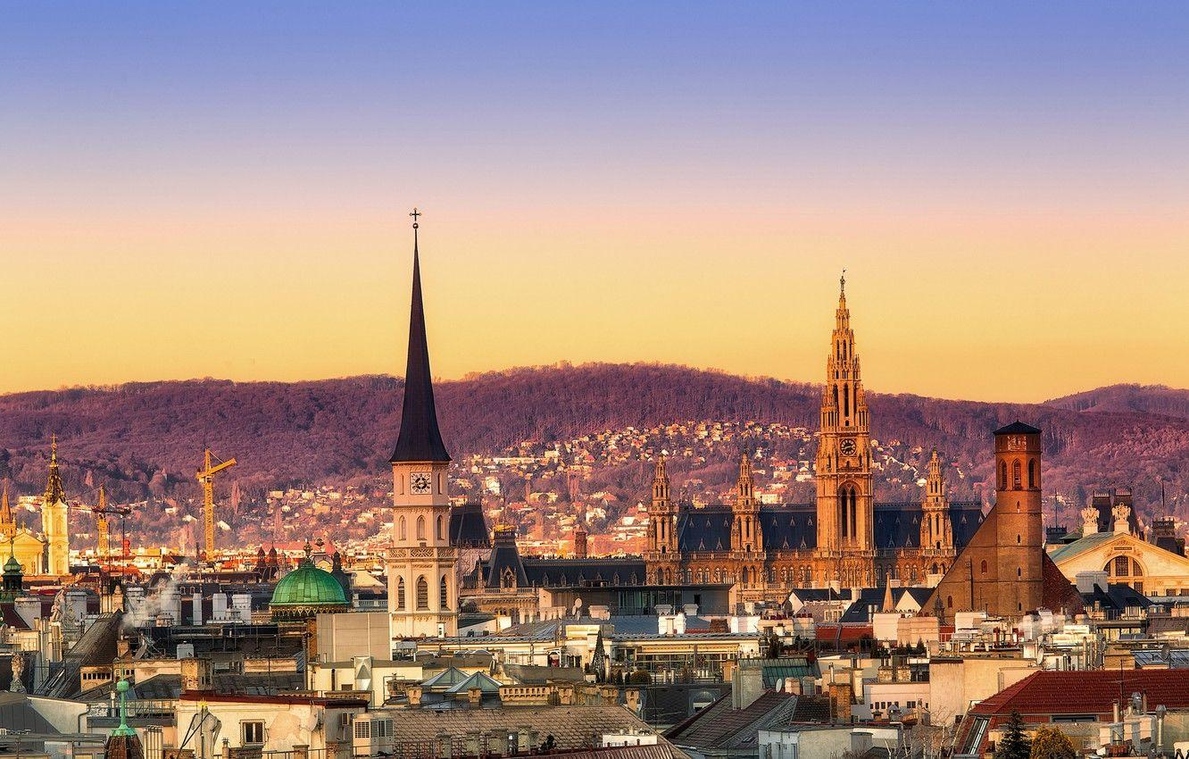 1332x850 Wallpaper the sky, landscape, home, Austria, roof, tower, Vienna
