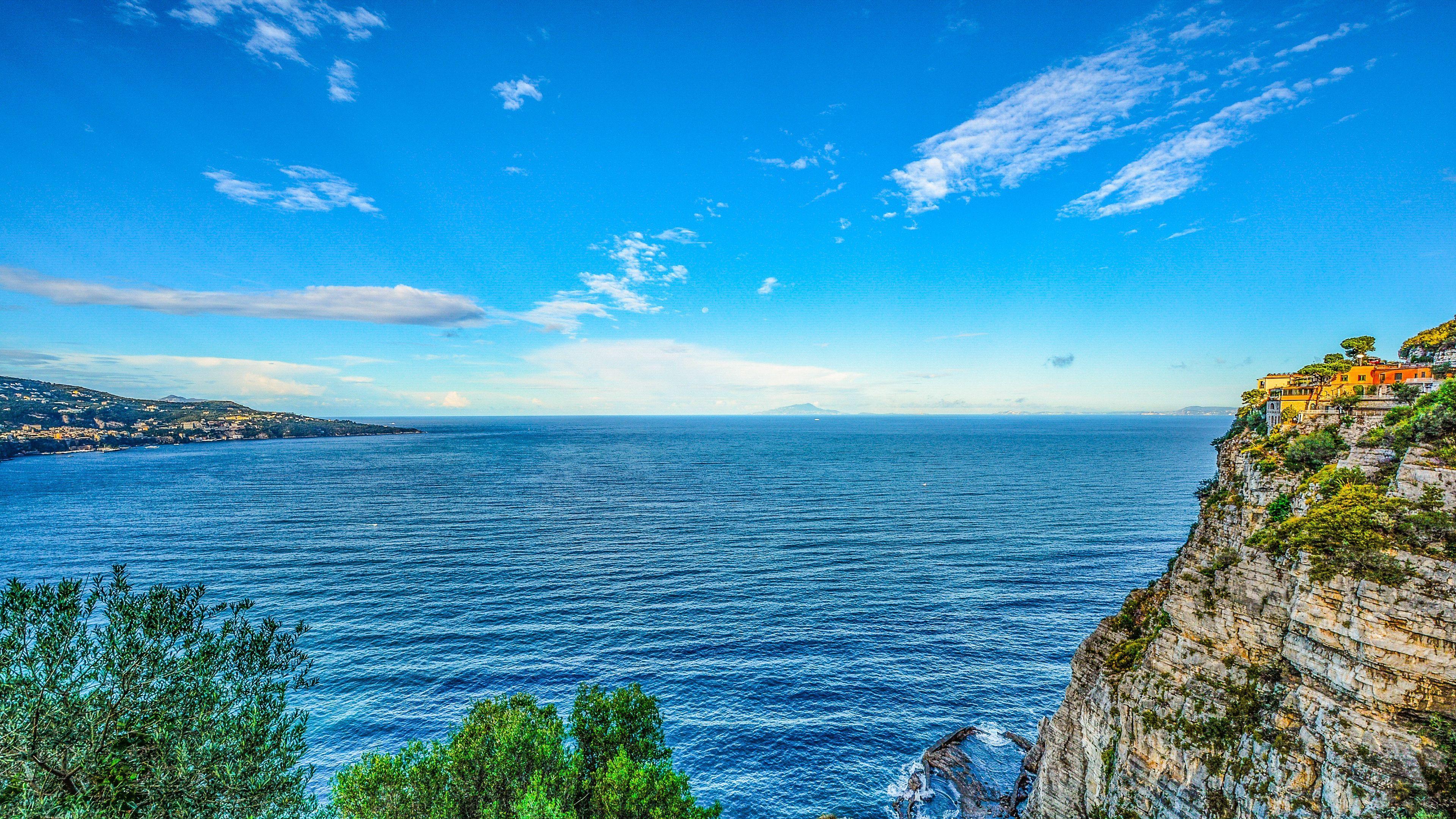 3840x2160 Download wallpaper 3840x2160 amalfi, italy, hill, sea 4k uhd 16:9