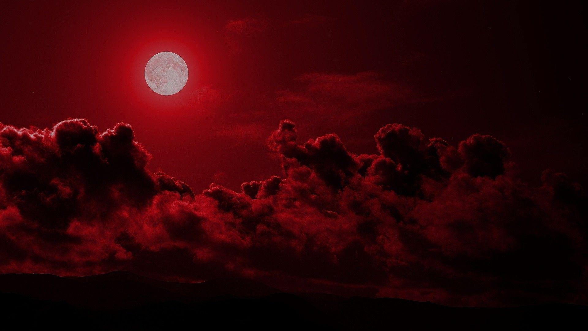 1920x1080 Red Moon Wallpaper