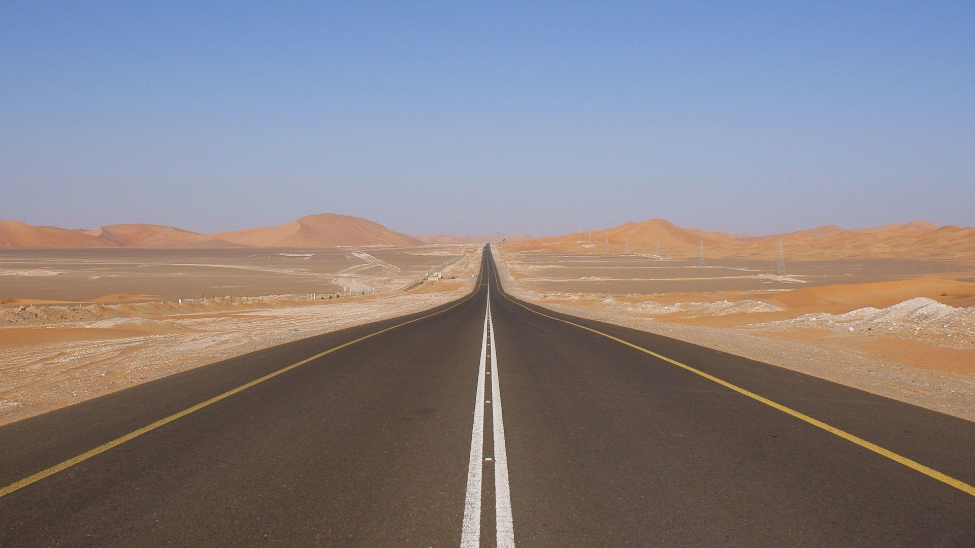 1920x1080 Download wallpaper 1920x1080 desert, road, marking full hd, hdtv