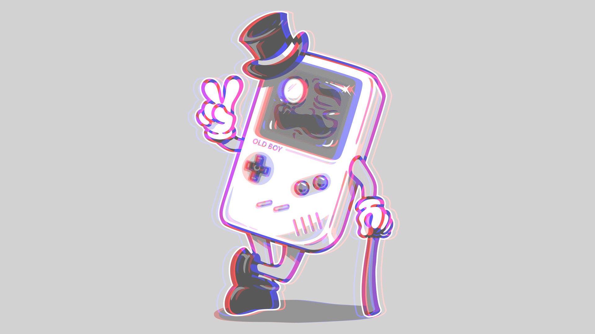 1920x1080 gameboy anaglyph 3D wallpaper