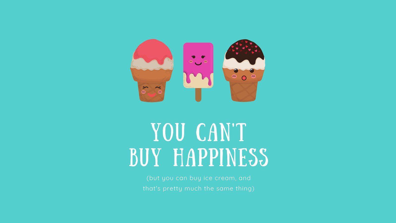 1600x900 Teal Ice Cream Cute Happiness Desktop Wallpaper