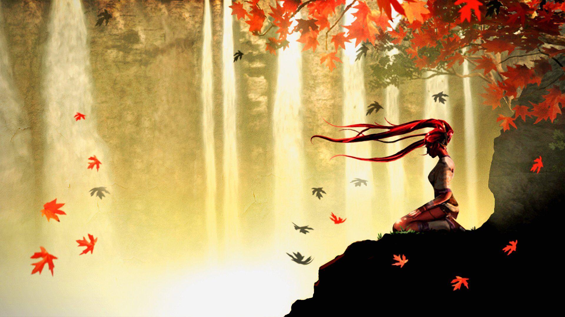 1920x1080 Wallpaper Autumn Meditation Anime 1920 X 1080 Full