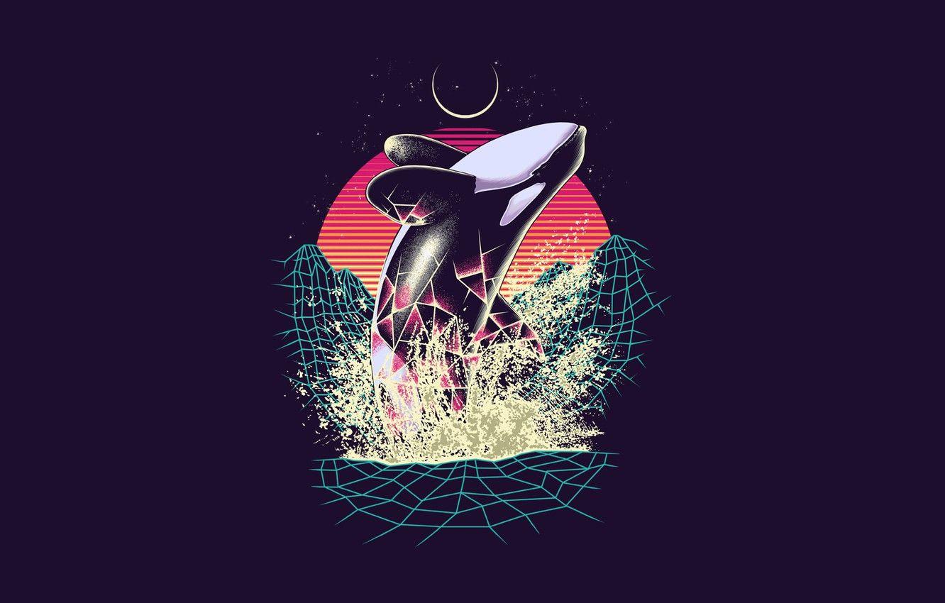 1332x850 Wallpaper Color, Minimalism, Whale, Style, Kit, Background, Art