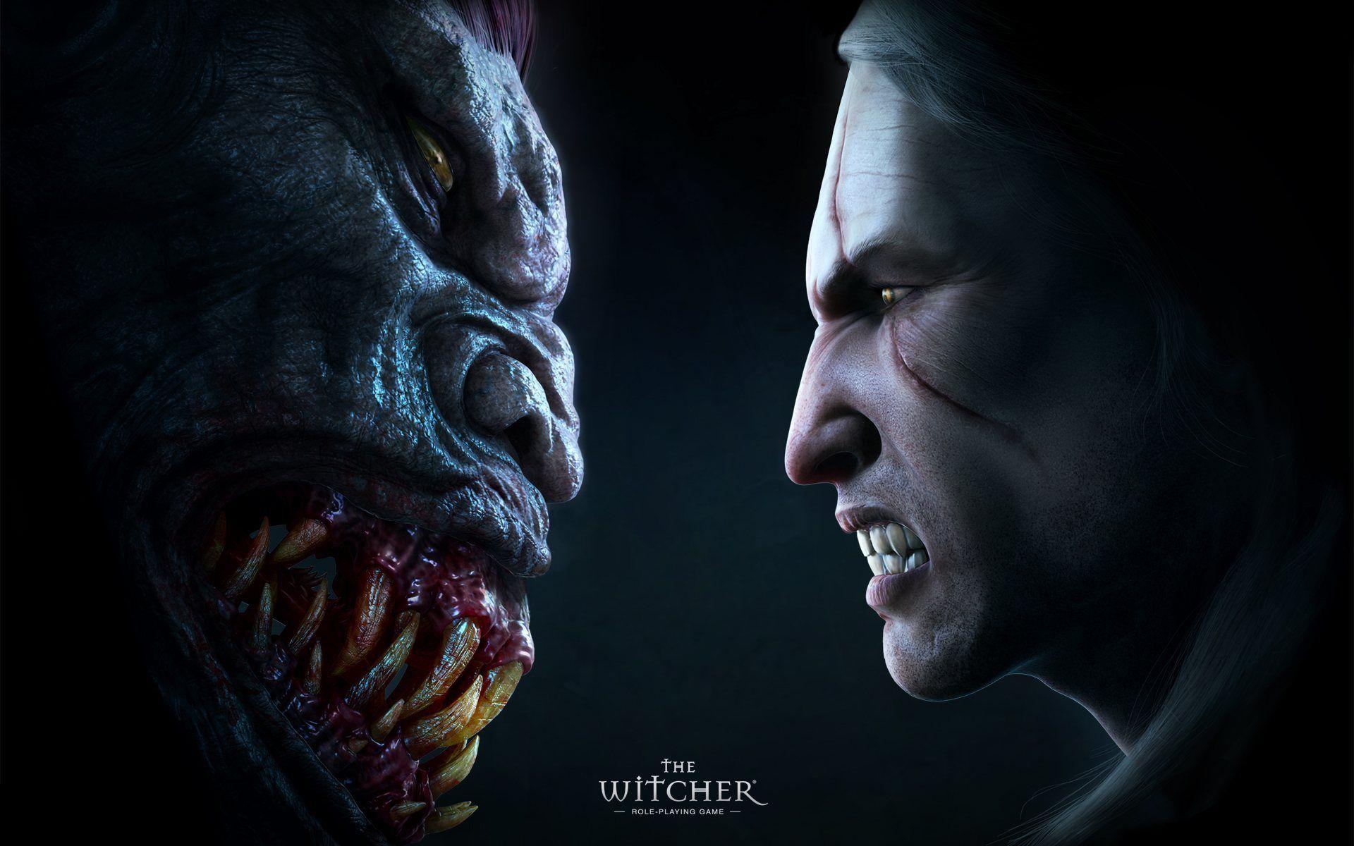 1920x1200 Face to face with a monster from the game The Witcher wallpaper