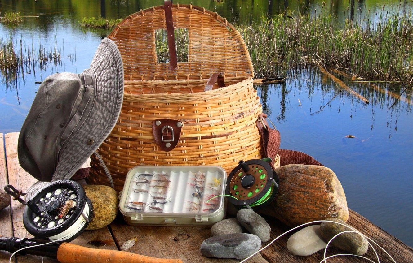 1332x850 Wallpaper spring, basket, Fly fishing equipment image for desktop