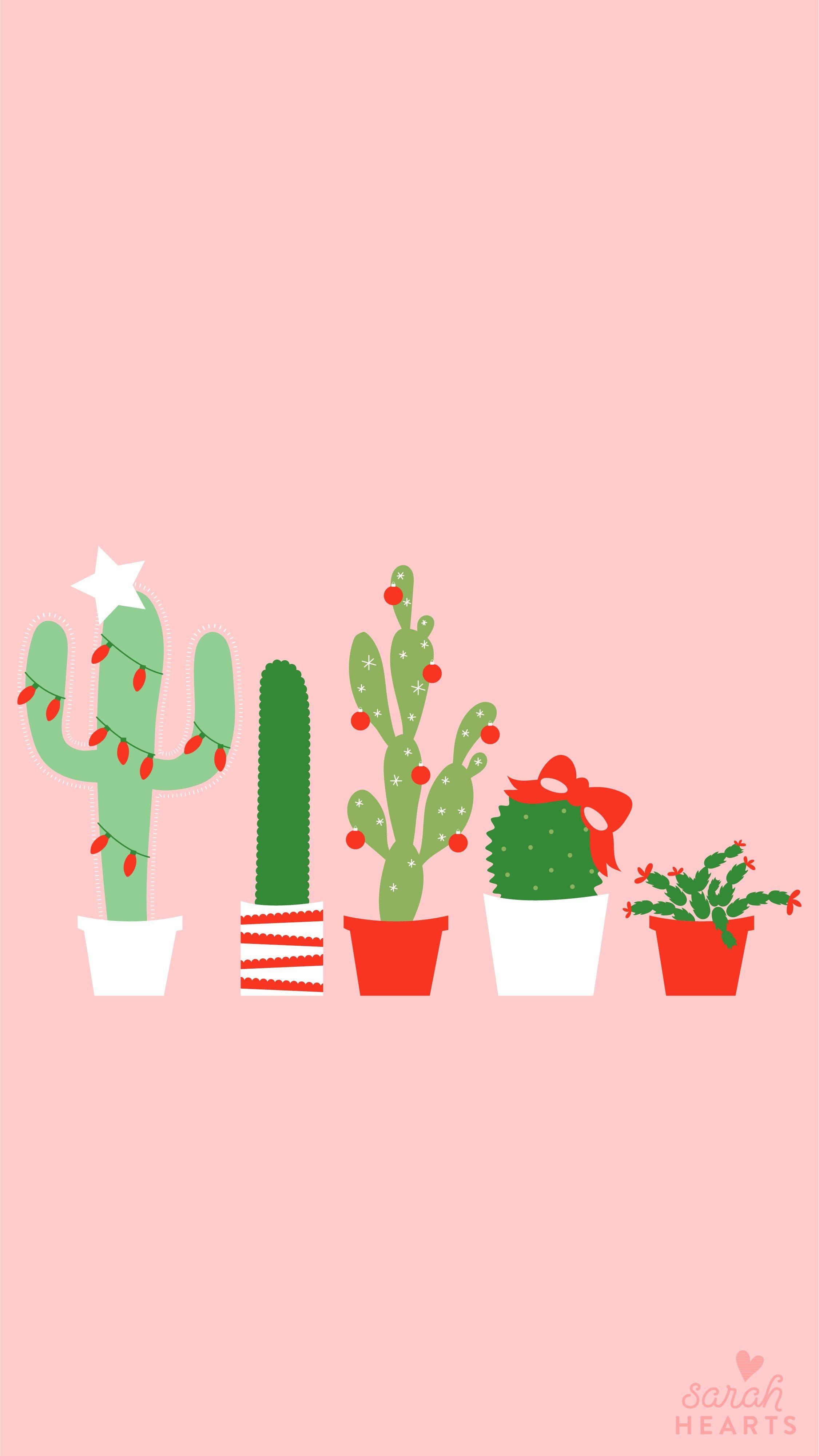 2251x4000 December 2017 Christmas Cactus Calendar Wallpaper