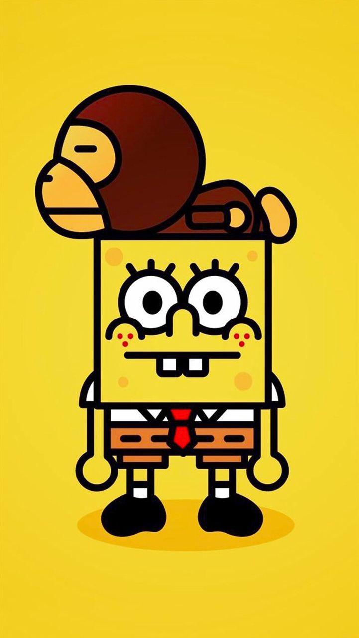 721x1280 cartoon, iphone wallpaper, monkey and spongebob