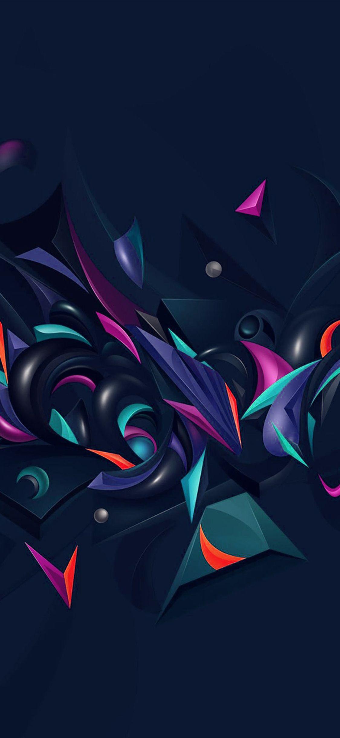 1125x2436 iPhone X wallpaper. abstract art pattern rainbow blue