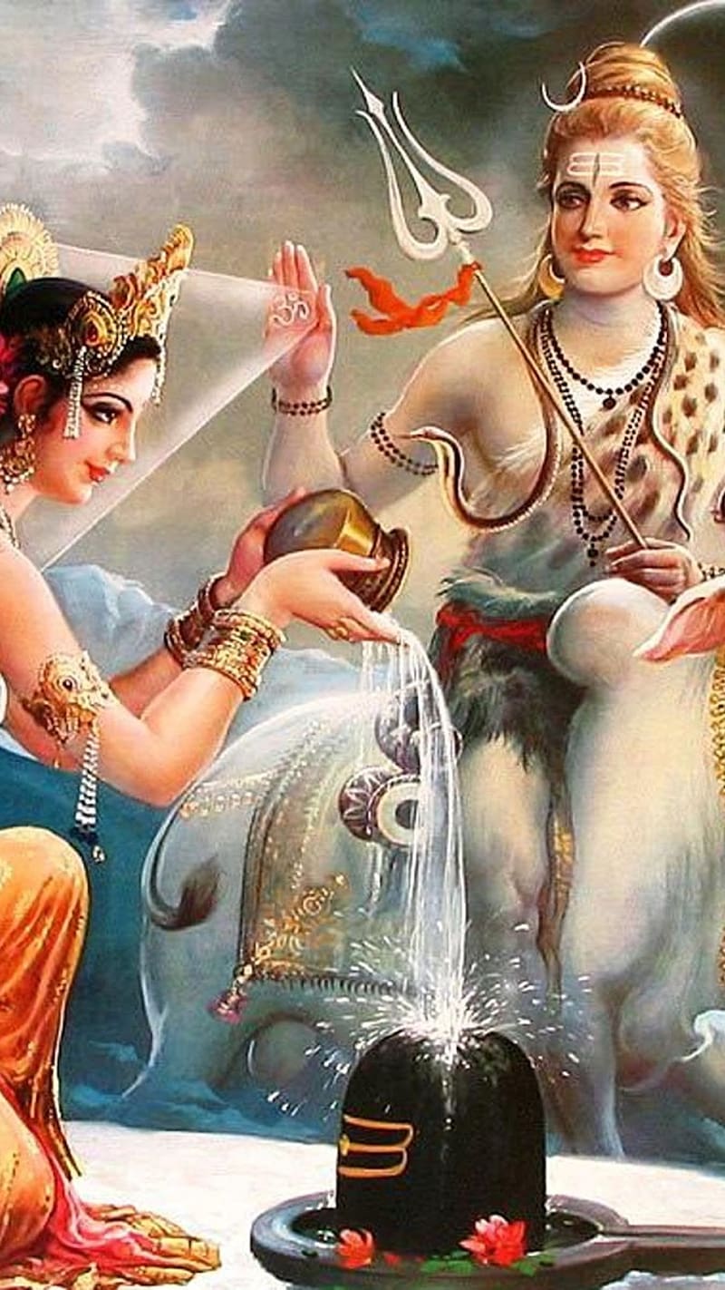 800x1422 Parvati ka Jalabhishek Shivji Ke Liye, shivji parvati, bhakti, HD phone wallpaper