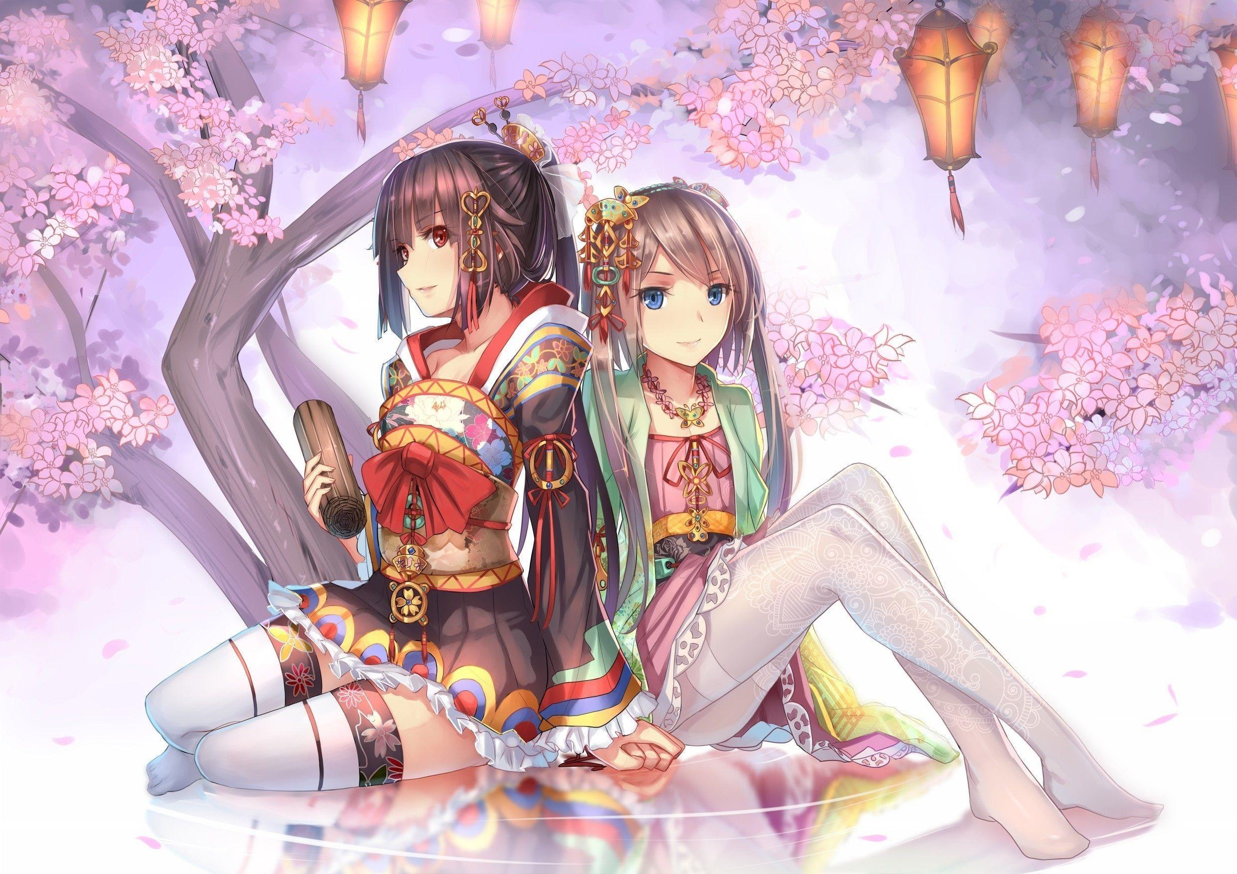 2480x1753 original Characters, Anime, Japanese Clothes, Cherry