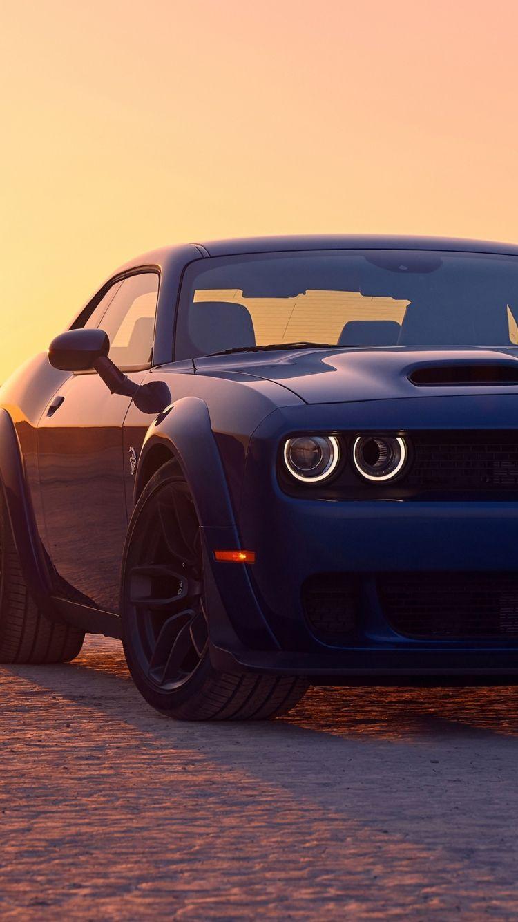 750x1334 Download 750x1334 wallpaper black, front, dodge challenger srt