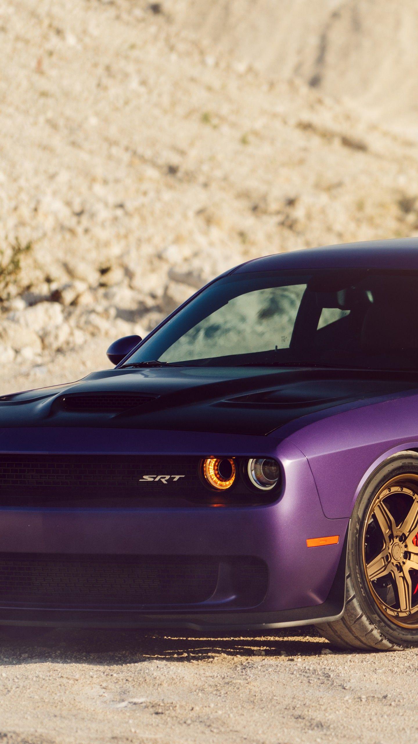 1440x2560 Wallpaper Dodge Challenger Hellcat, Plum crazy purple, Matte, 5K