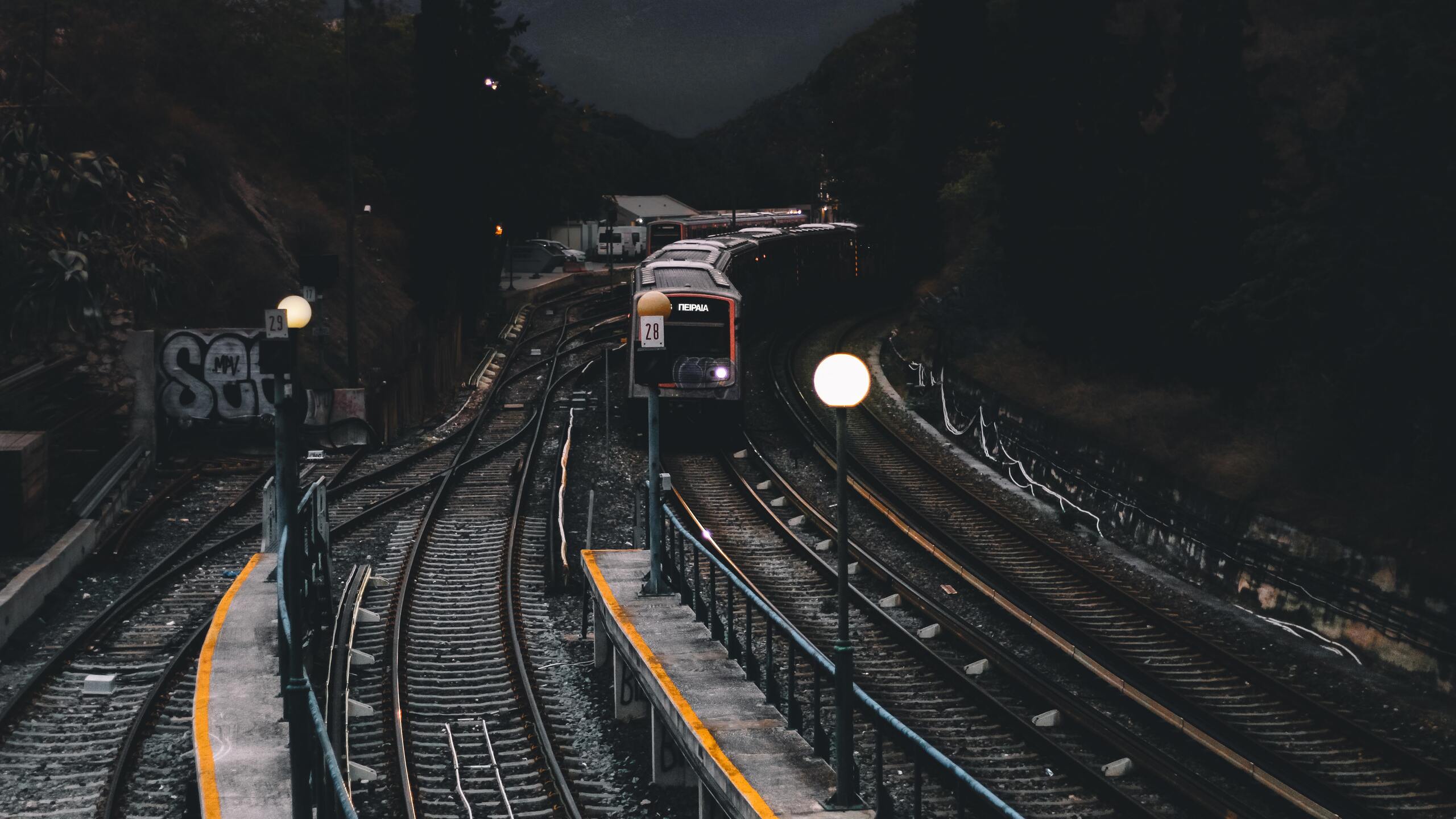 2560x1440 Train Railways Dark Evening Photography 1440P Resolution