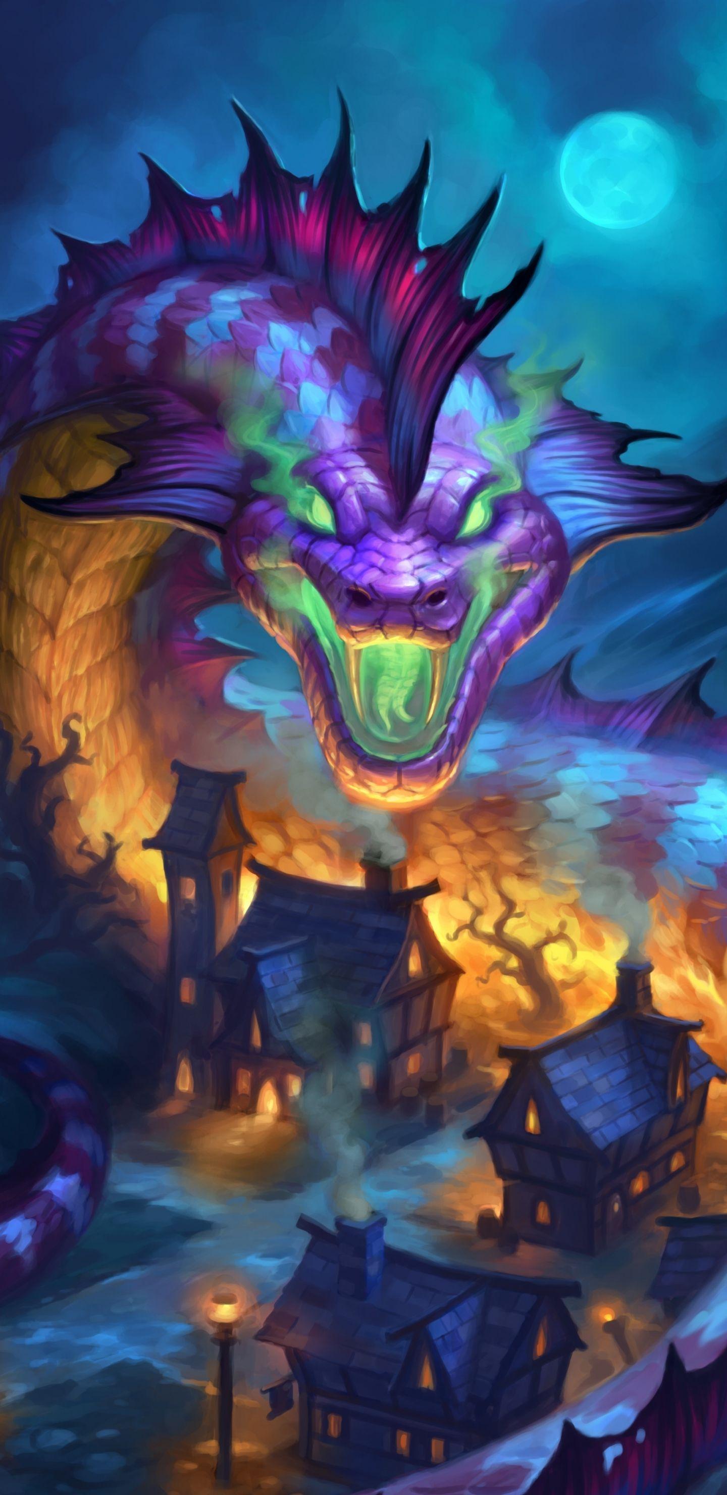 1440x2960 Download 1440x2960 wallpaper dragon, hearthstone: the witchwood