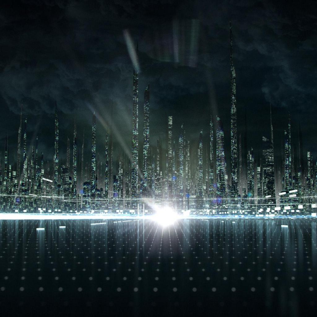 1024x1024 Futuristic City Tablet wallpaper and background. Abstract