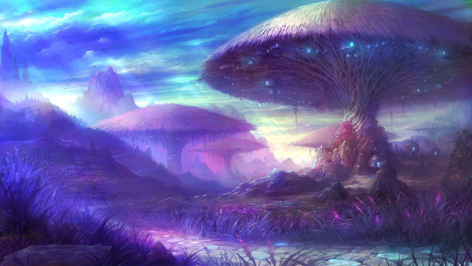 1920x1080 Muschroom Trees Landscape HD Wallpaperx1080