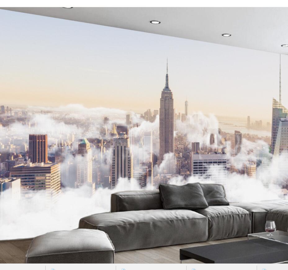 928x869 Custom large fresco 3D photo wallpaper abstract city sea
