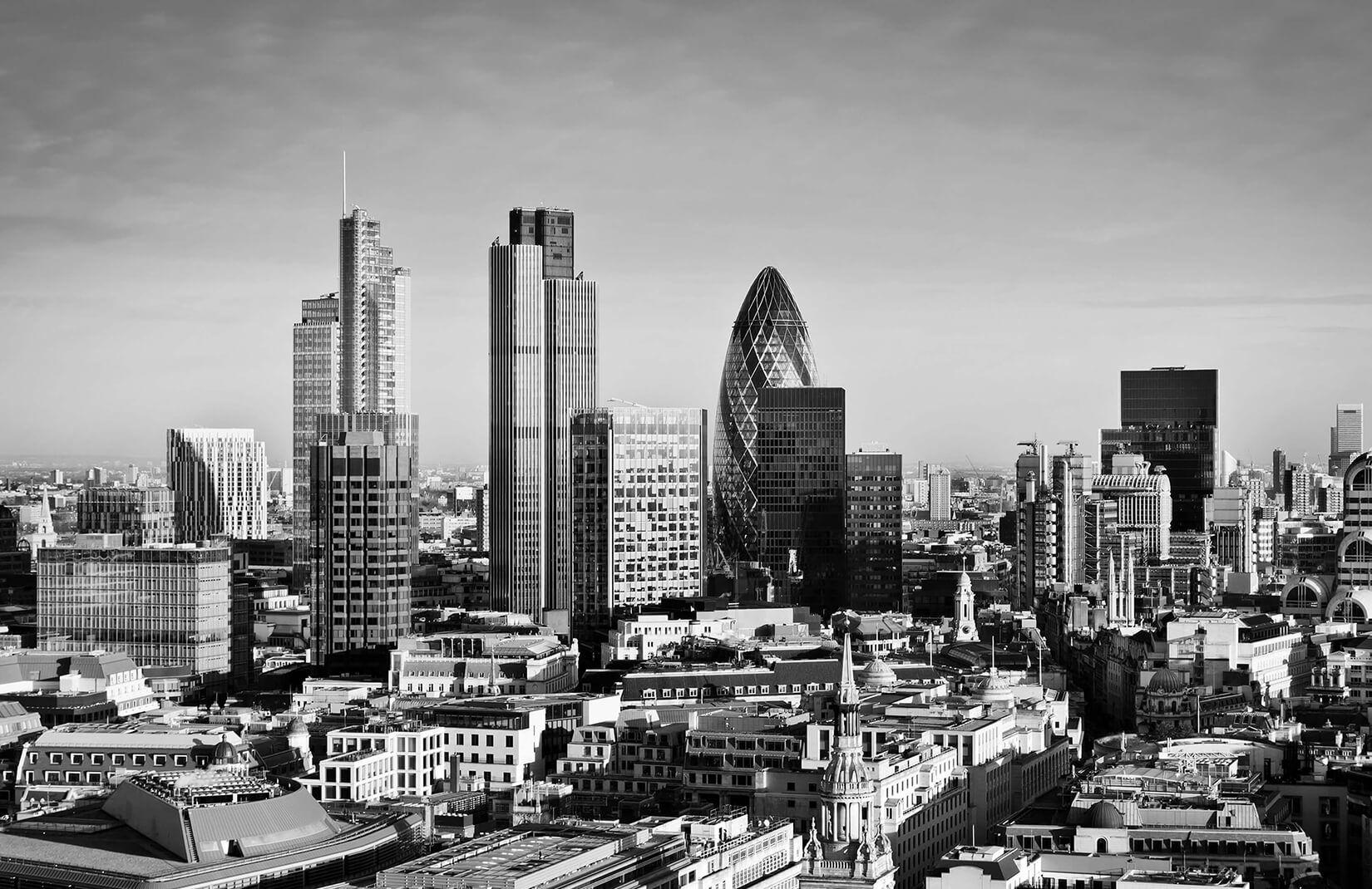 1650x1070 Black & White City of London Wallpaper Mural