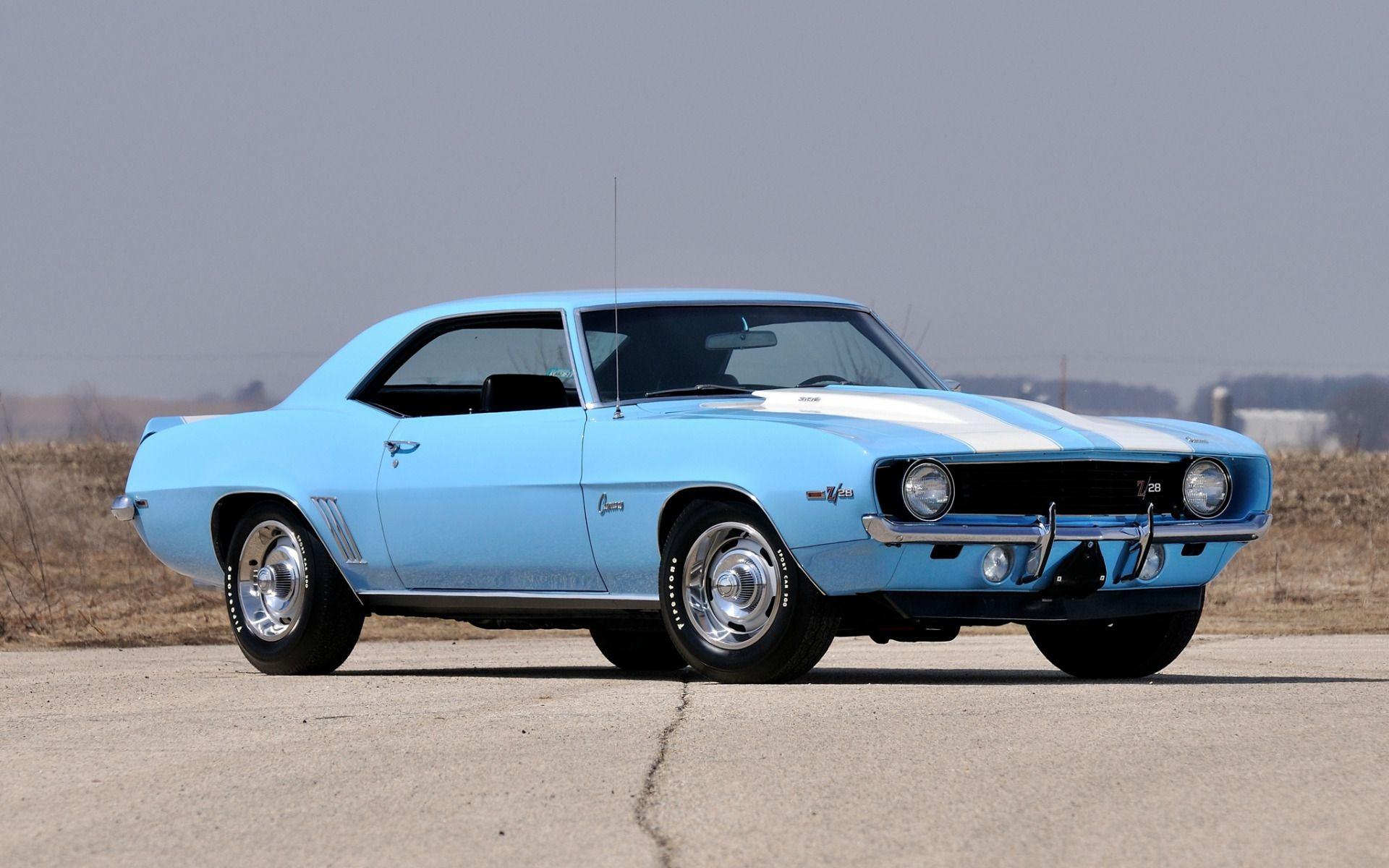 1920x1200 Download wallpaper Chevrolet Camaro Z retro cars, blue