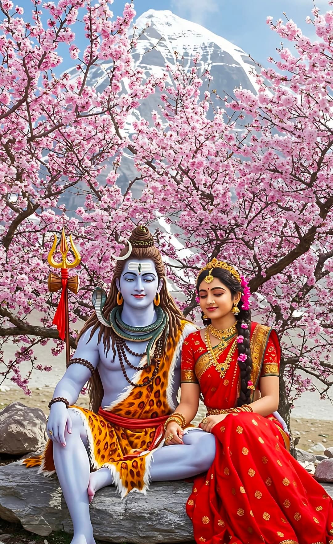 1080x1764 Lord Shiva and Goddess Parvati at Mount Kailash