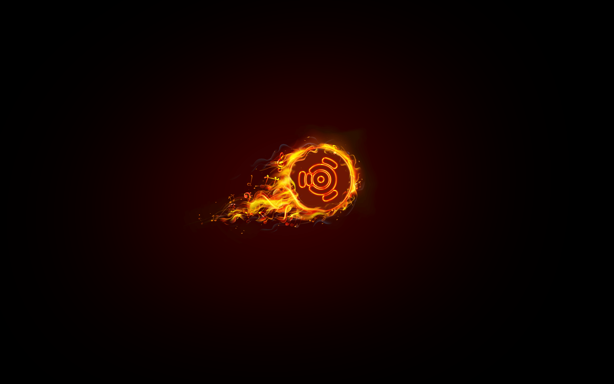 2560x1600 Wallpaper Ubuntu Studio, Fire, Dark, HD, Technology