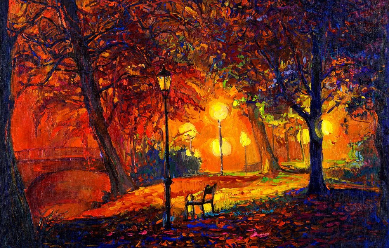 1332x850 Wallpaper landscape, paint, picture, painting, landscape, autumn, painting, oil, watercolor image for desktop, section живопись