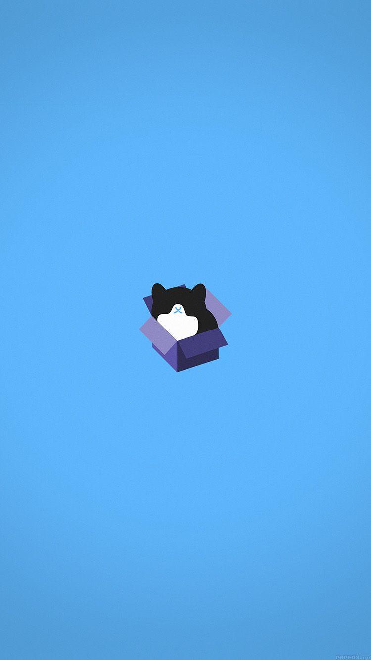 750x1334 Cat Box Blue Illust Animal Art Minimal
