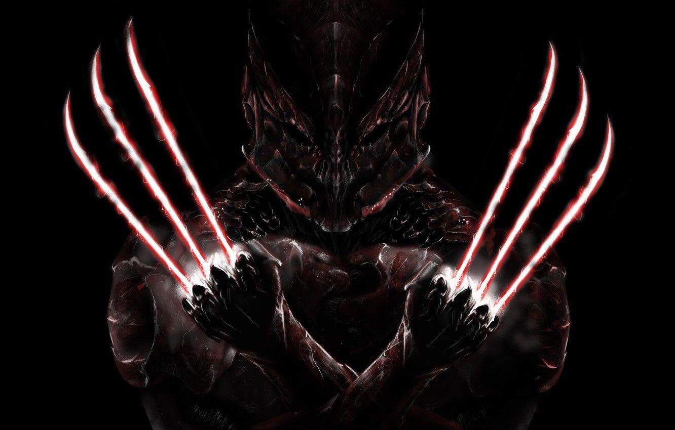 1332x850 Wallpaper fiction, mask, art, claws, armor, Logan, black
