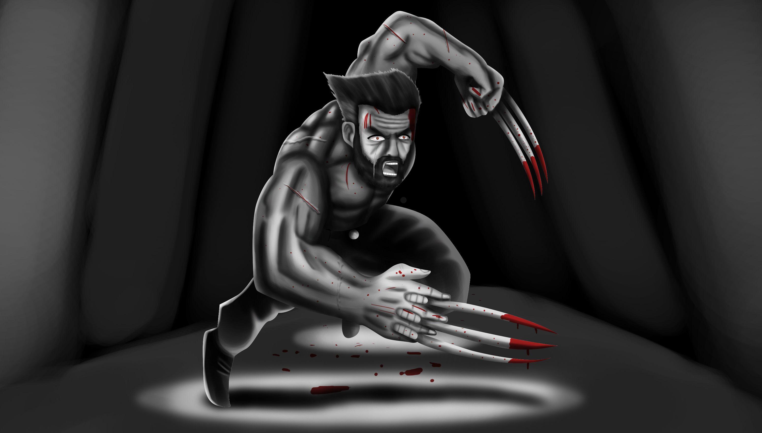 3000x1705 Logan Wolverine Black Art 4k, HD Superheroes, 4k Wallpaper